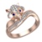 0.52 Ctw VS/SI1 Blue Sapphire and Diamond 14k Rose Gold Animal theme Fox Ri