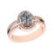 1.60 Ctw SI2/I1 Diamond Style Prong Set 18K Rose Gold Engagement Halo Ring