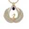7.52 Ctw VS/SI1 Blue Sapphire and Diamond 14K Yellow Gold Pendant (ALL DIAM