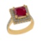3.21 Ctw VS/SI1 Ruby And Diamond 14k Yellow Gold Engagement Ring (ALL DIAMO