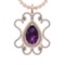 16.10 Ctw VS/SI1 Amethyst and Diamond 14K Rose Gold Pendant