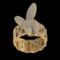 1.40 Ctw VS/SI1 Diamond 10k Yellow Gold rabbit theme Ring (ALL DIAMOND ARE