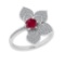 0.92 Ctw VS/SI1 Ruby and Diamond Prong Set 14K White Gold Engagement Ring