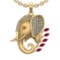 1.99 Ctw VS/SI1 Ruby and Diamond 14k Yellow Gold Animal theme Elephant Pend