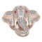 3.09 Ctw VS/SI1 Diamond 14k Rose Gold Elephant theme Ring (ALL DIAMOND ARE