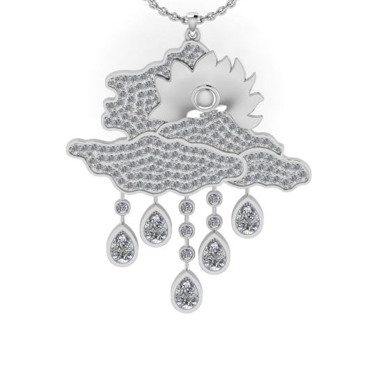 3.35 Ctw VS/SI1 Diamond 14K White Gold Necklace (ALL DIAMOND ARE LAB GROWN
