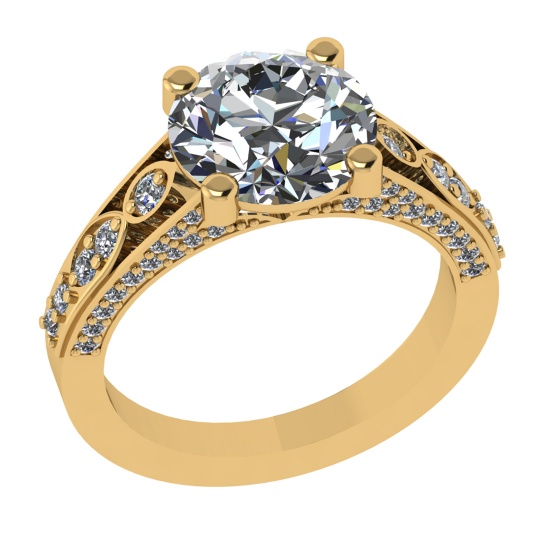 3.47 Ctw VS/SI1 Diamond 14k Yellow Gold Engagement Ring (ALL DIAMOND ARE LA