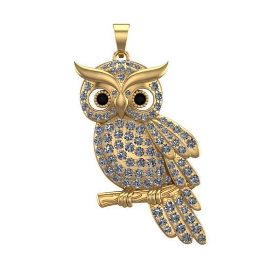 1.92 Ctw SI1/SI2 Diamond 14k Yellow Gold Creature Pendant(ALL DIAMOND ARE L