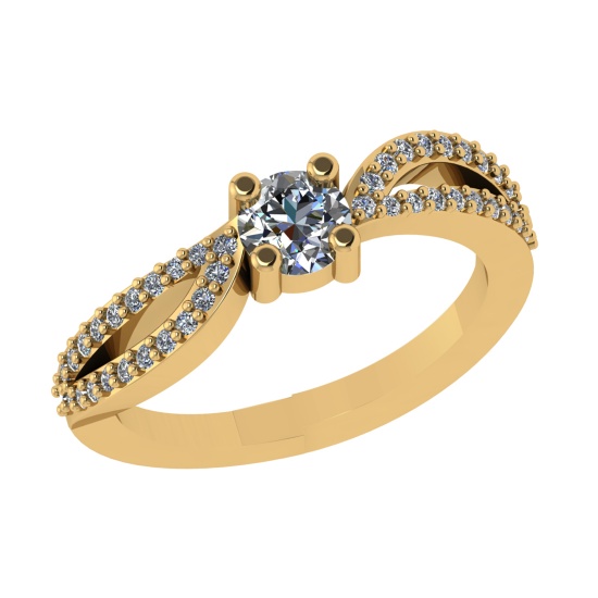 0.73 Ctw SI1/SI2 Diamond 14k Yellow Gold Engagement Ring (ALL DIAMOND ARE L