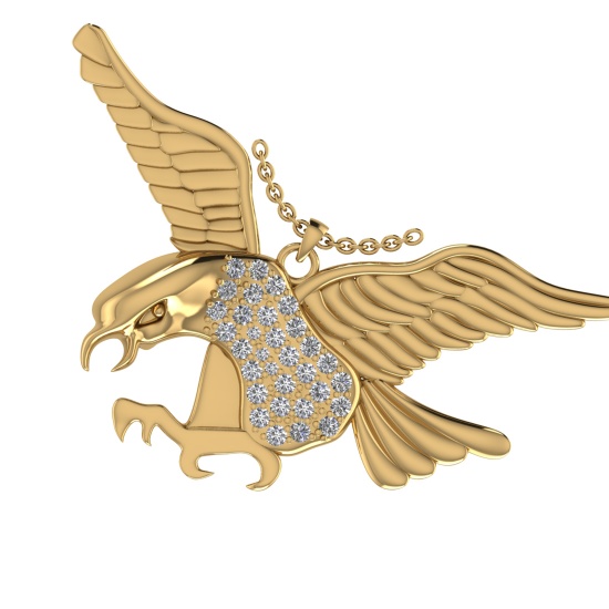 0.42 Ctw VS/SI1 Diamond 10K Yellow Gold Bird theme Eagle Pendant (ALL DIAMO