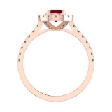 0.92 Ctw VS/SI1 Ruby and Diamond 14k Rose Gold Engagement Ring (ALL DIAMOND