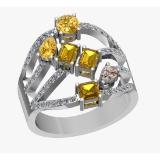 2.21 Ctw VS/SI1 Fancy Natural Yellow Brown and white Diamond 14K White Gold