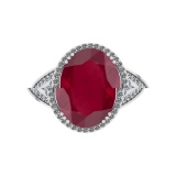 5.60 Ctw VS/SI1 Ruby And Diamond 14k White Gold Engagement Ring (ALL DIAMON