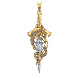 0.25 Ctw VS/SI1 Diamond 14k Yellow Gold skull theme Two Tone Pendant (ALL D