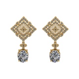 12.19 Ctw VS/SI1 Diamond Prong Set 14K Yellow Gold Dangle Stud Earrings (AL