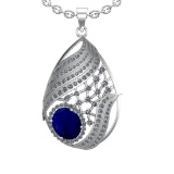6.68 Ctw VS/SI1 Blue Sapphire and Diamond 14k White Gold Pendant (ALL DIAMO