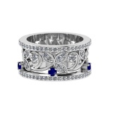 1.79 Ctw VS/SI1 Blue Sapphire and Diamond 14k white Gold Engagement Ring (A
