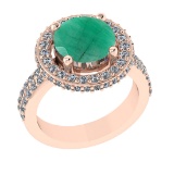 1.07 Ctw VS/SI1 Emerald and Diamond 14k Rose Gold Engagement Ring (ALL DIAM