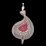 6.90 Ctw VS/SI1 Ruby and Diamond 10k Rose Gold Pendant (ALL DIAMOND ARE LAB