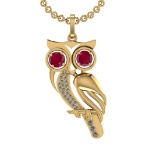 1.75 Ctw VS/SI1 Ruby and Diamond 14K Yellow Gold Pendant (ALL DIAMOND ARE L