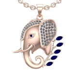 1.99 Ctw VS/SI1 Blue Sapphire and Diamond 14k Rose Gold Animal theme Elepha