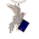 9.27 Ctw VS/SI1 Blue Sapphire and Diamond 14K Rose Gold Pendant (ALL DIAMON
