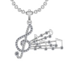0.57 Ctw SI2/SI1 Diamond 14k White Gold musical instruments theme Pendant (