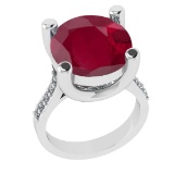 3.25 Ctw VS/SI1 Ruby And Diamond 14k White Gold Engagement Ring (ALL DIAMON
