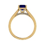 0.82 Ctw VS/SI1 Blue Sapphire and Diamond 14k Yellow Gold Engagement Ring (