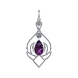 71.81 Ctw SI2/SI1 Amethyst and Diamond Prong Set 14k white Gold Pendant (AL