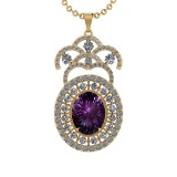 19.91 Ctw VS/SI1 Amethyst and Diamond 14K Yellow Gold Pendant (ALL DIAMOND