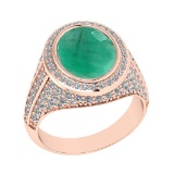 4.70 Ctw VS/SI1 Emerald and Diamond Prong Set 14K Rose Gold Engagement Ring