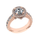 3.62 Ctw VS/SI1 Diamond 14k Rose Gold Hiden Halo Engagement Ring (ALL DIAMO