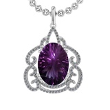 21.77 Ctw VS/SI1 Amethyst and Diamond 14K White Gold Pendant