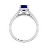 0.82 Ctw VS/SI1 Blue Sapphire and Diamond 14k white Gold Engagement Ring (A