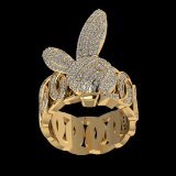 1.40 Ctw VS/SI1 Diamond 10k Yellow Gold rabbit theme Ring (ALL DIAMOND ARE