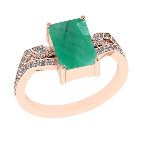 2.77 Ctw VS/SI1 Emerald and Diamond 14k Rose Gold Engagement Ring (ALL DIAM