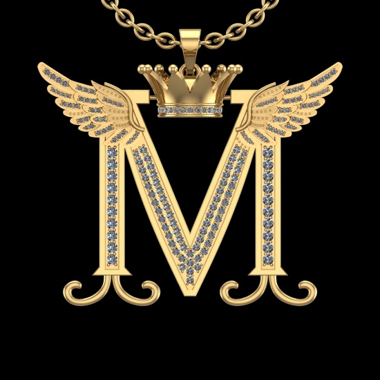 2.17 Ctw VS/SI1 Diamond Prong Set 18K Yellow Gold Letter theme ( m) Necklac