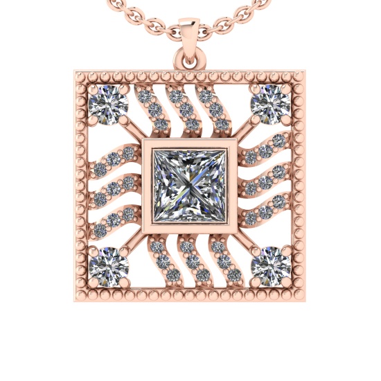 1.25 Ctw VS/SI1 Diamond 14k Rose Gold Pandant (ALL DIAMOND ARE LAB GROWN )