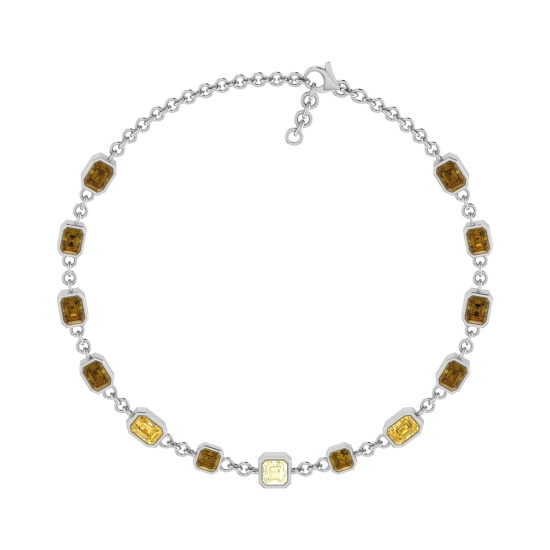 3.60 Ctw VS/SI1 Fancy NaturalYellow Brown Diamond 14K White Gold Bracelet