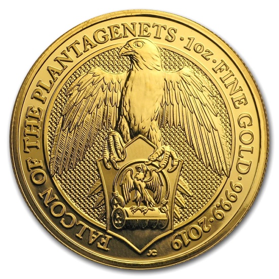 2019 1 oz British Gold Queen????????s Beast Falcon Coin (BU)