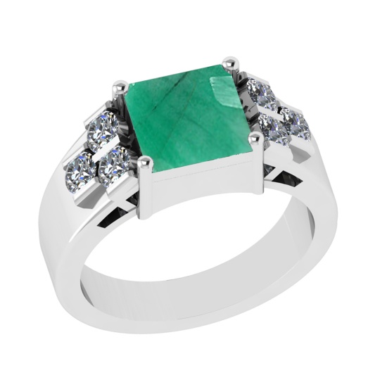 3.66 Ctw VS/SI1 Emerald and Diamond 14k white Gold Engagement Ring (ALL DIA