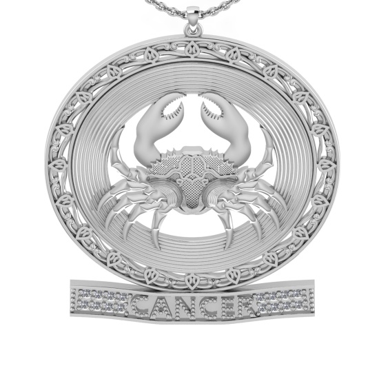 0.08 Ctw VS/SI1 Diamond 14K White Gold Cancer zodiac sign theme Necklace (A