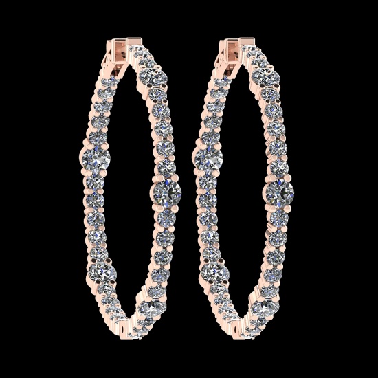 2.08 Ctw VS/SI1 Diamond 14K Rose Gold Hoop Earrings (ALL DIAMOND ARE LAB GR