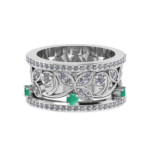 1.79 Ctw VS/SI1 Emerald and Diamond 14k white Gold Engagement Ring (ALL DIA