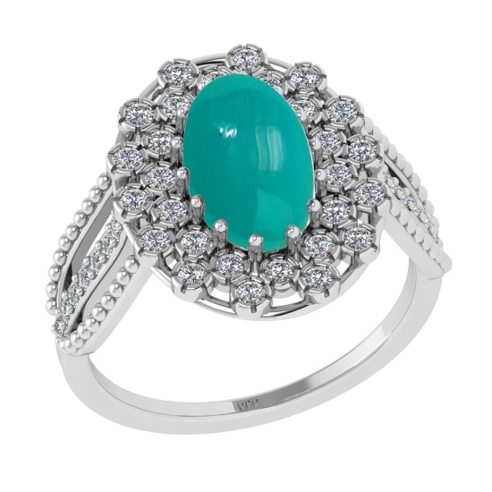 2.74 Ctw I2/I3 Emerald And Diamond 14K White Gold Engagement Ring