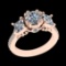 3.10 Ctw VS/SI1 Diamond Prong Set 18K Rose Gold Necklace (ALL DIAMOND ARE L