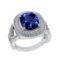 5.90 Ctw VS/SI1 Tanzanite And Diamond 18k White Gold Cocktail Ring