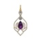 71.81 Ctw SI2/SI1 Amethyst and Diamond Prong Set 14k Yellow Gold Pendant (A