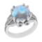 7.18 Ctw I2/I3 Rainbow Moonstone And Diamond 10K White Gold Engagement Ring